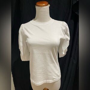 Frame 100% Cotton White Puffed Short Sleeve Top Blouse S Cottagecore Boho Chic
